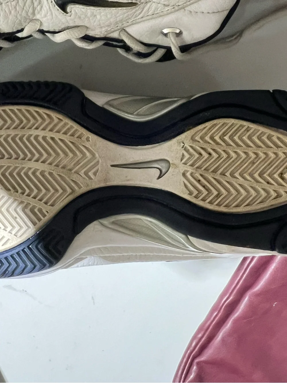 Nike Men’s White and Navy Leather Athletic Shoes
